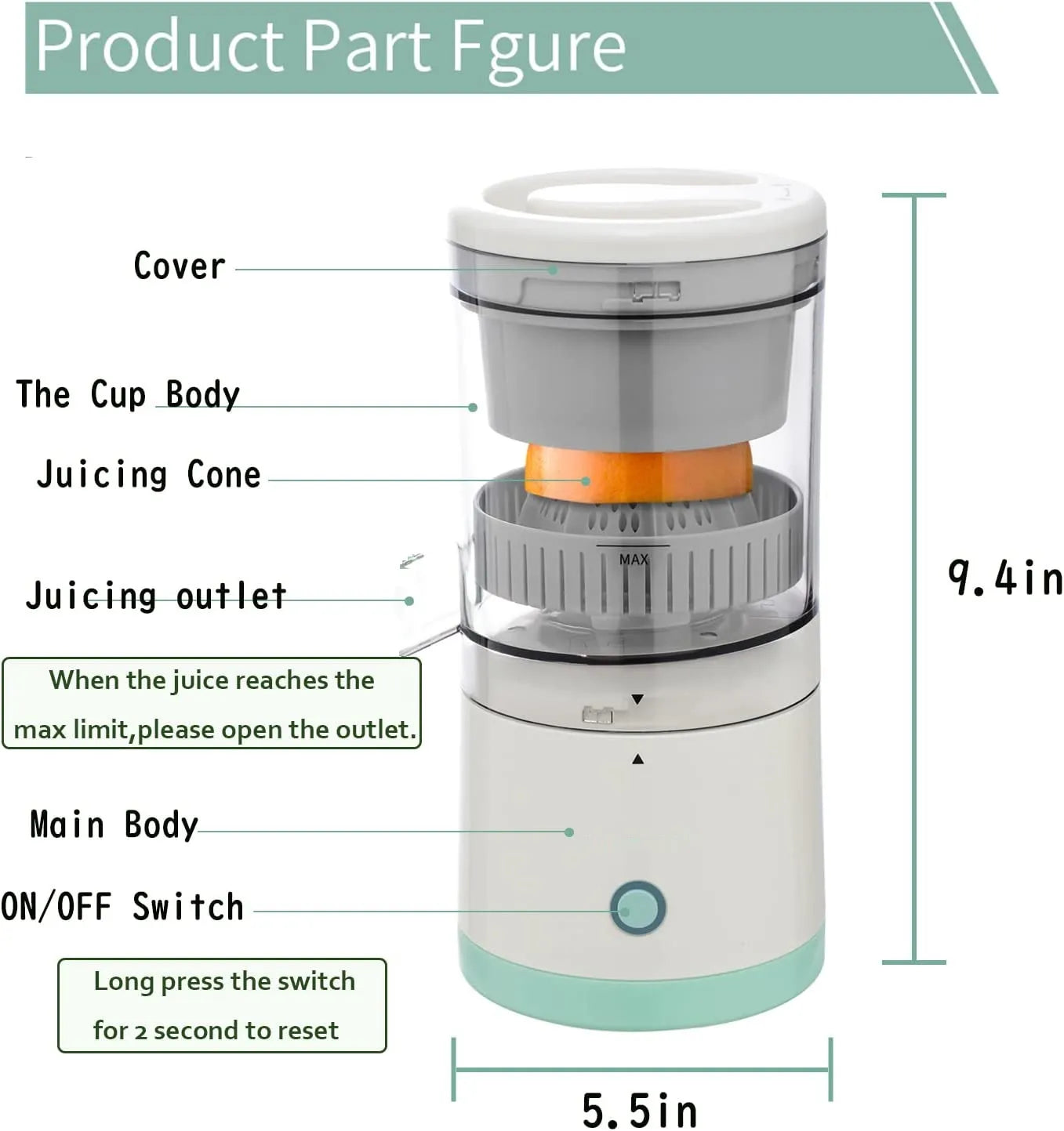 Citrus Juicer Electric Orange Lime Lemon Citric Squeezer