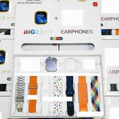Gawadar Import™ I20 Ultra Max SUIT 10 In 1 Set Smartwatch With TWS Wireless Earphone || Imported From Germany