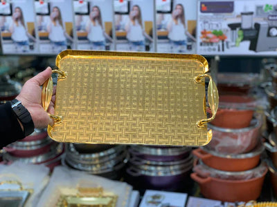 Golden Serving Trays Stainless Steel 3 in 1