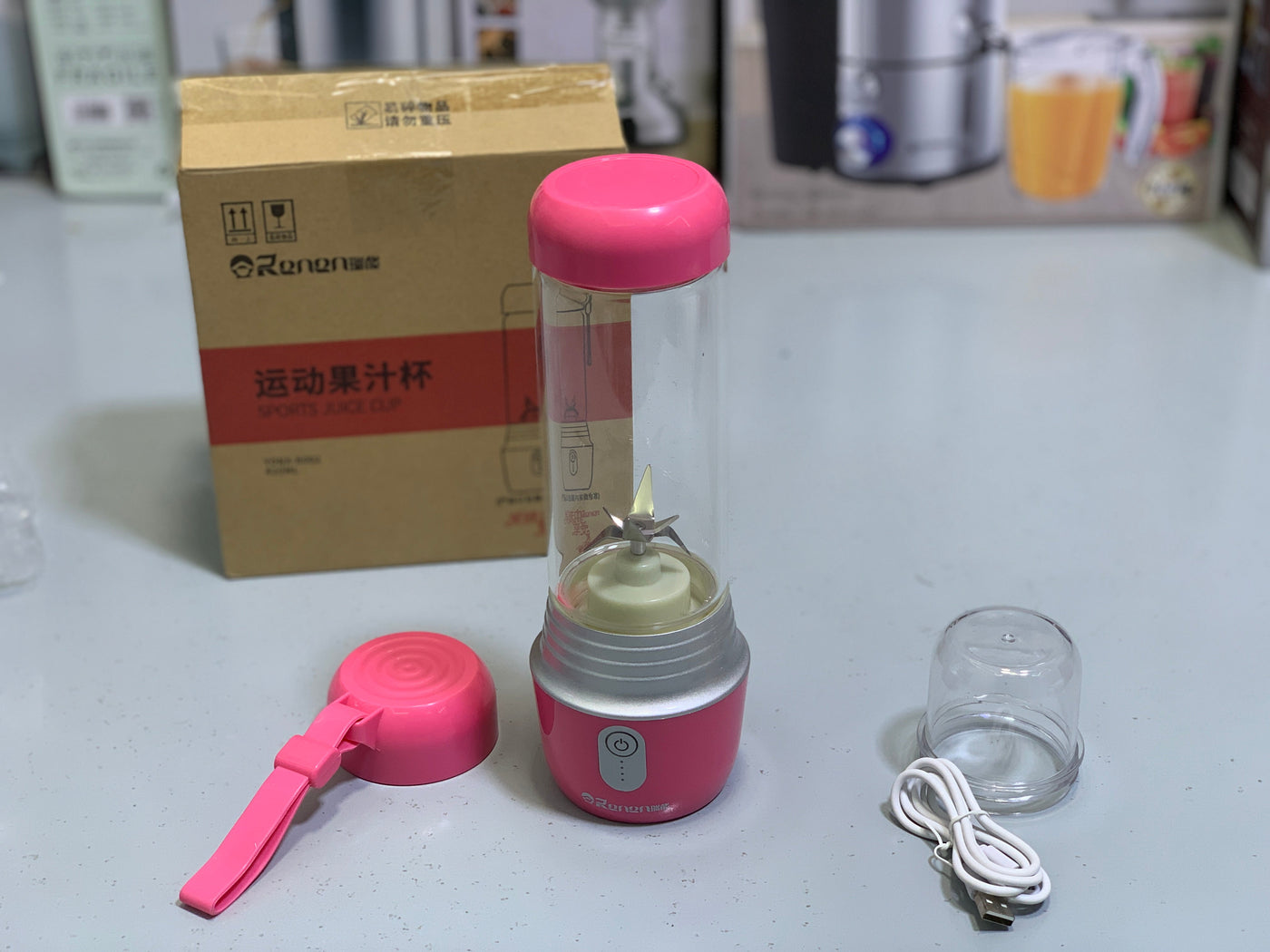 Portable Sports Juice Cup Juicer  420ml Stainless Steel Blades