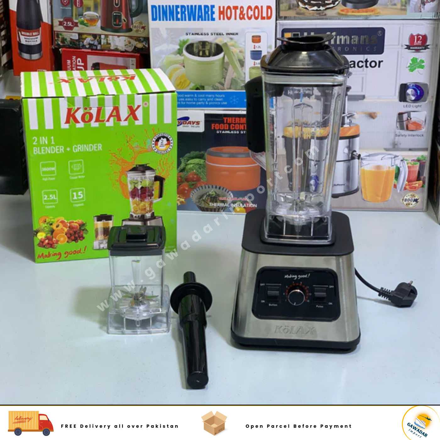 Kolax 2 in 1 Blender and Grinder Full Copper Motor 2.5L