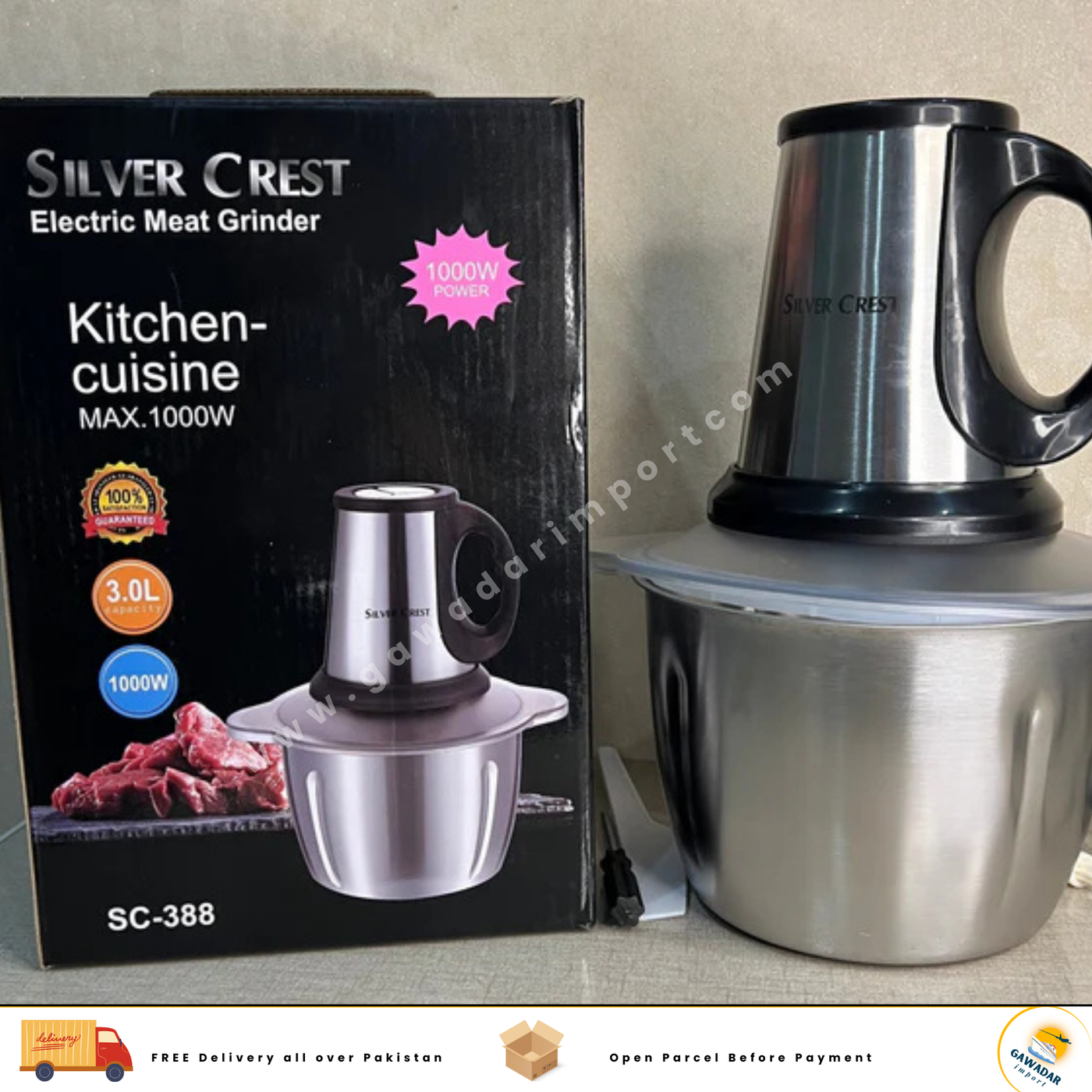 Gawadar Import™ Silver Crest Meat Chopper 3 Litter 1000 watt orignal