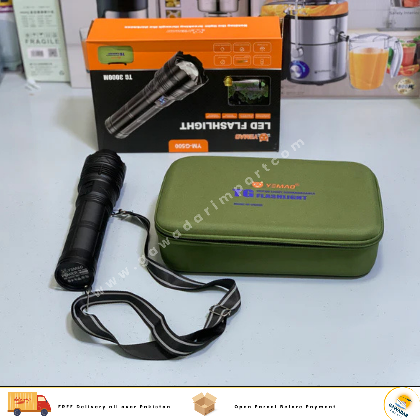 LED Flashlight | Portable Torch Long Range Model: YM-G500