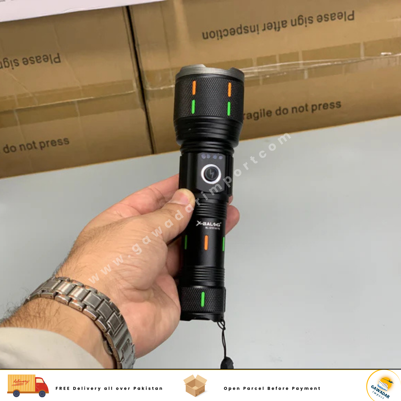 LED Flashlight Powerful with Neon Strips Design | Handheld Torch
