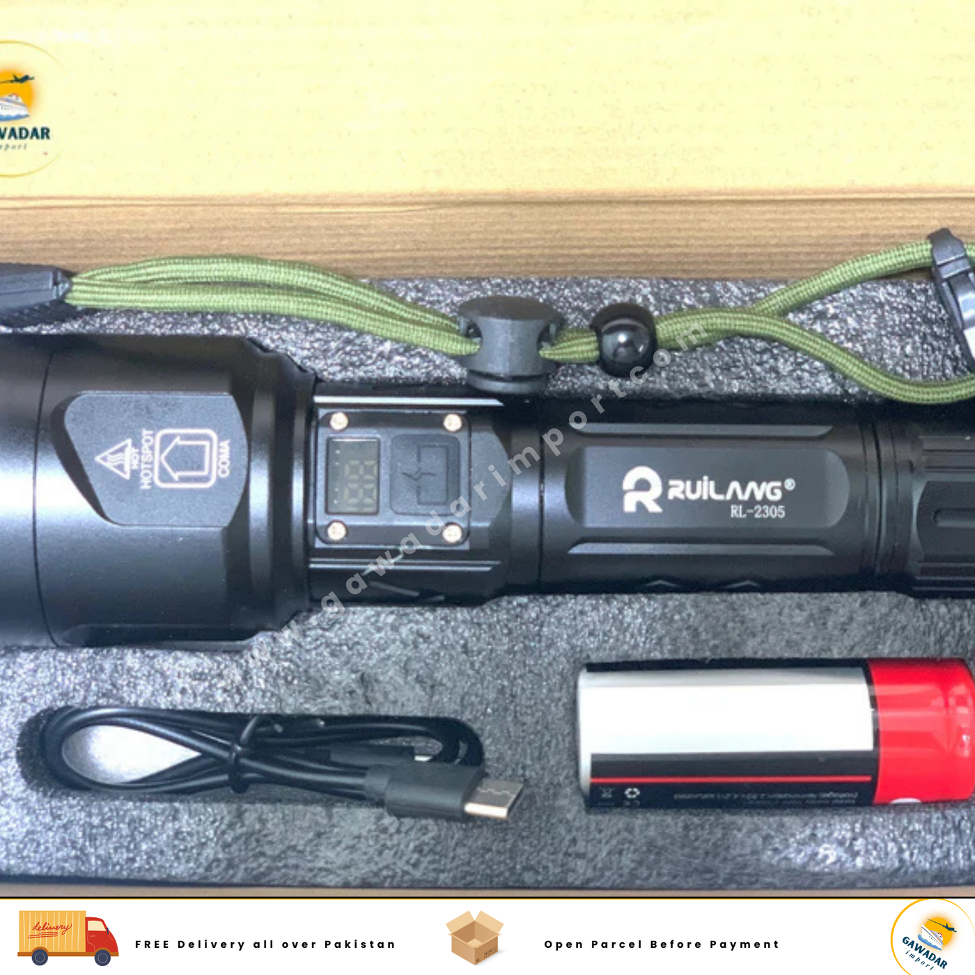 Gawadar Import's Rawilang RL-2305 LED 1KM Range Bright Flash Light| Home Essentials