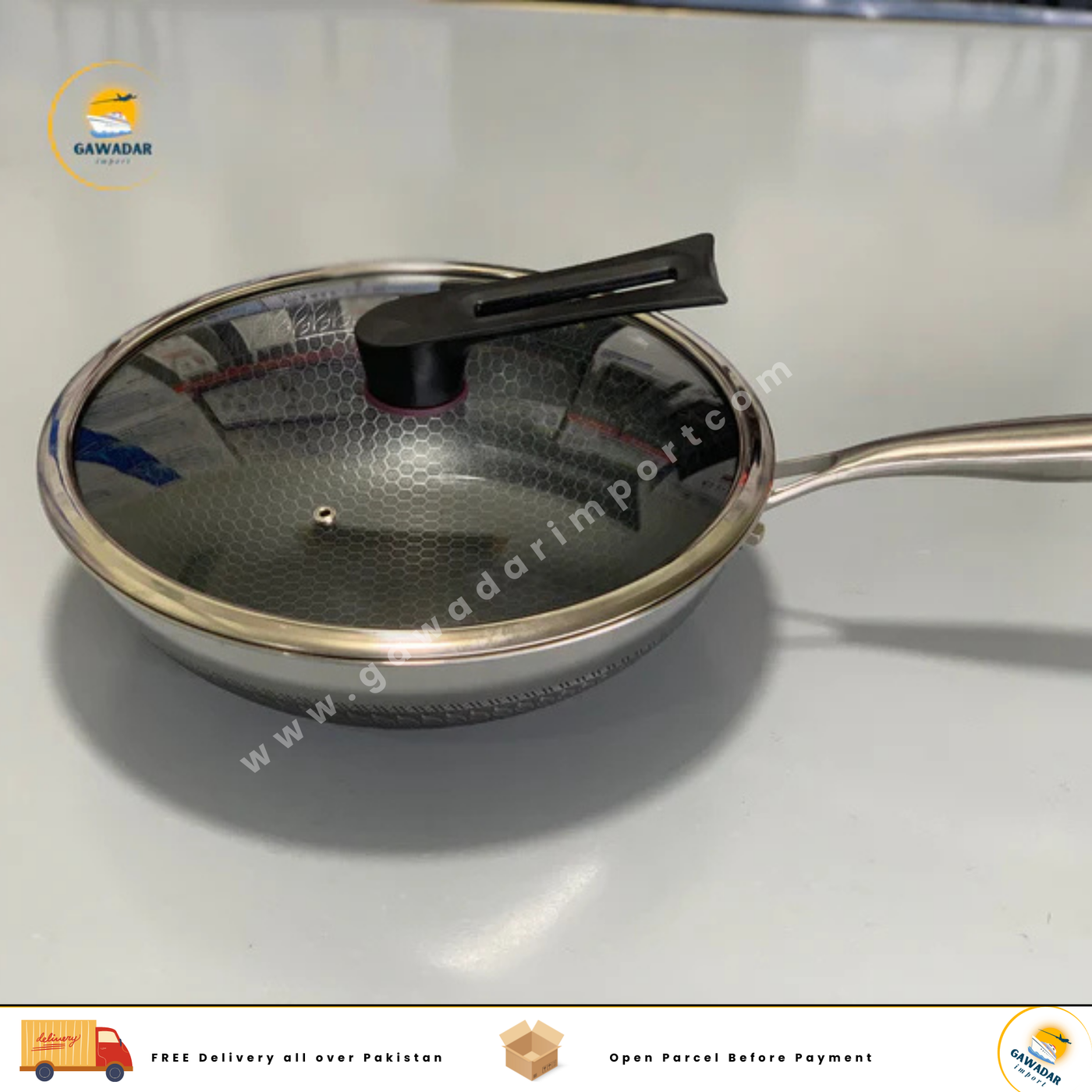 German Imported HoneyComb Laser Coating Deep Frying Pan
