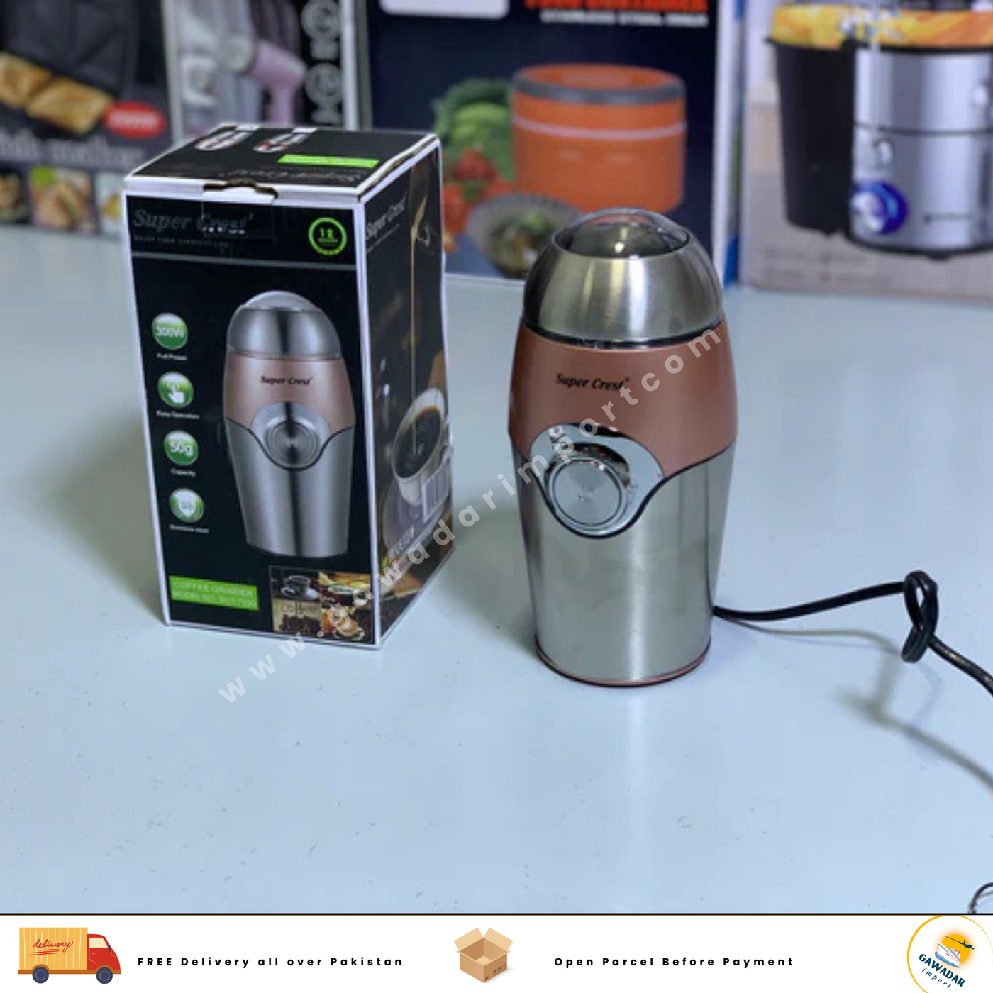 Super Crest Coffee Grinder With Safety Option