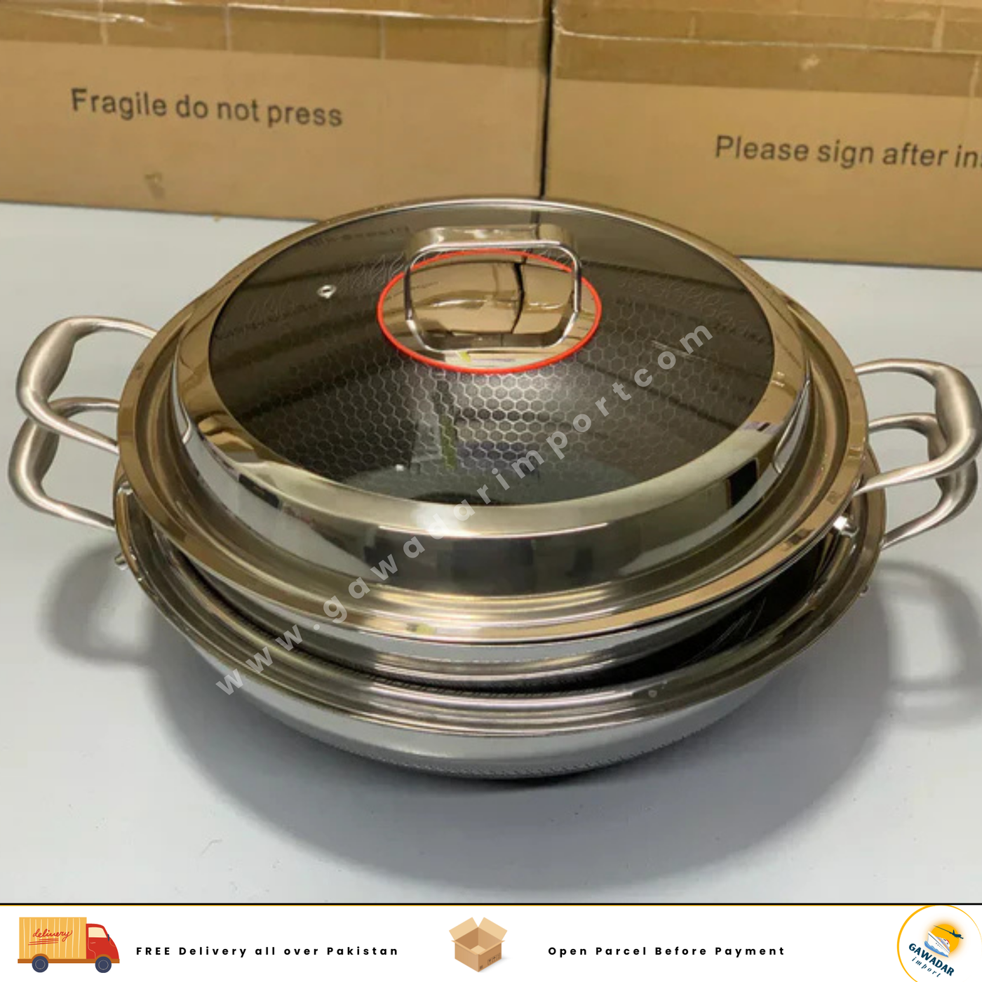 Laser Coating Deep Frying Handi with Solid Handles