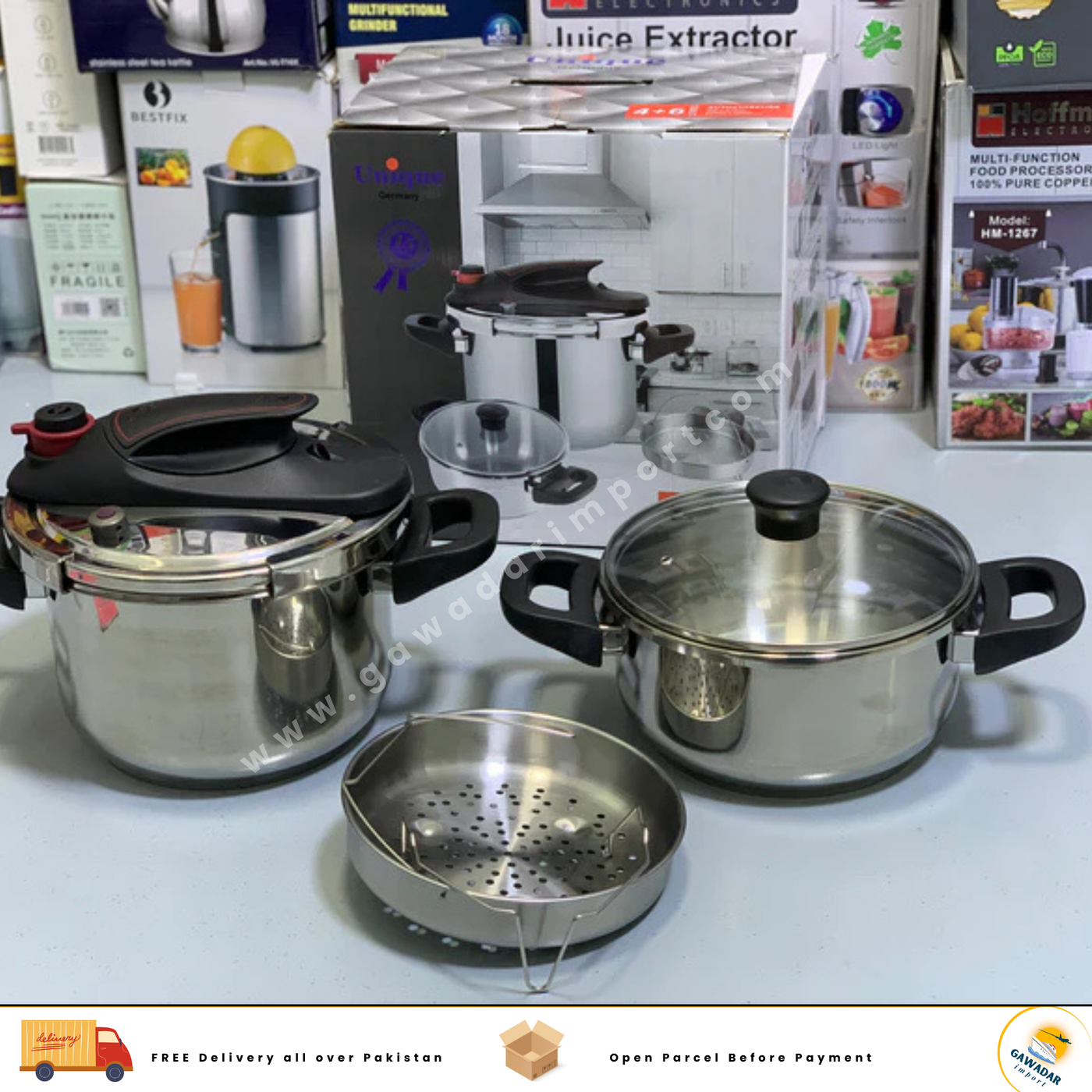 Unique Germany Designed 3 in 1 Pressure Cooker Stainless Steel 4L and 6L