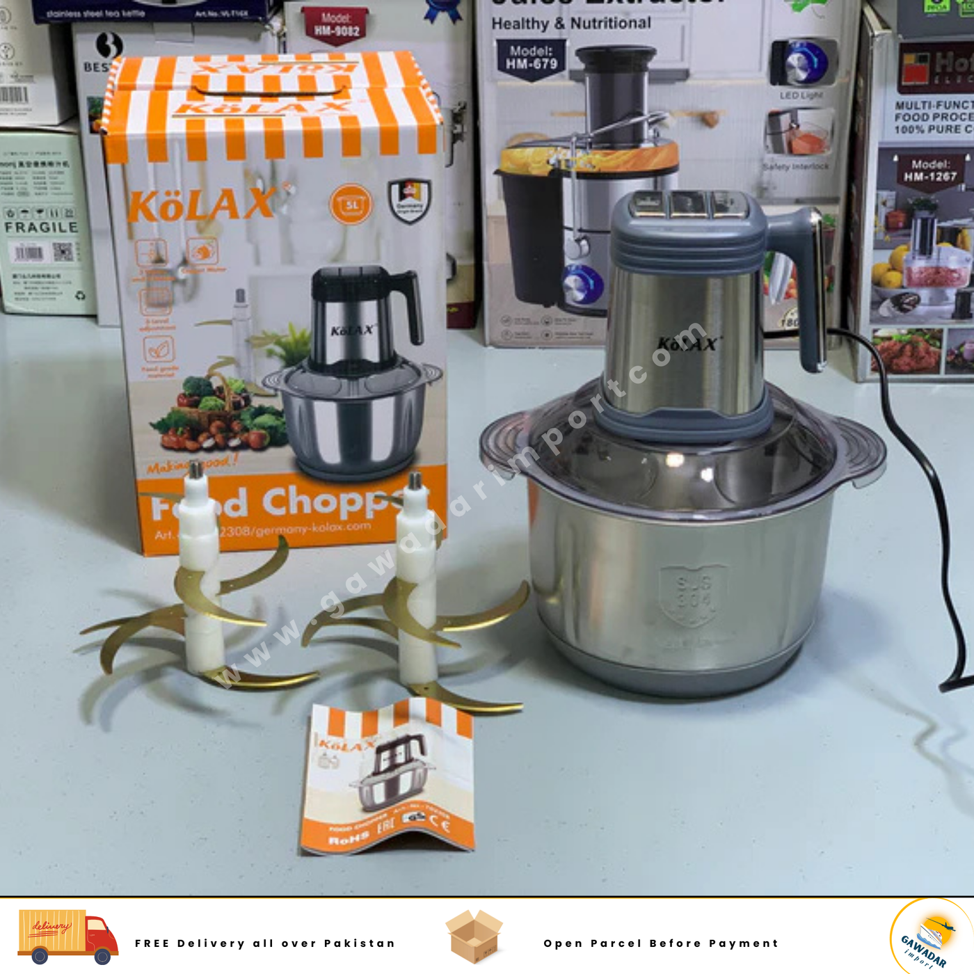 Kolax Meat Chopper with Double Stainless Steel Blades